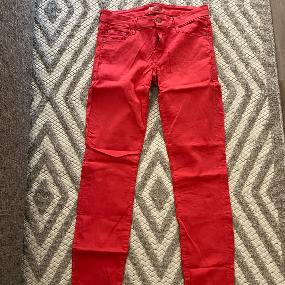 MOTHER Women's Skinny Jeans in Vibrant Red